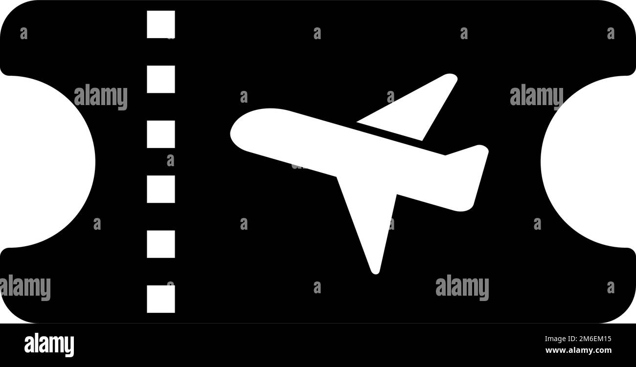 Icono de silueta de billete de avión. Billete de avión. Billete de avión. Vector editable. Ilustración del Vector