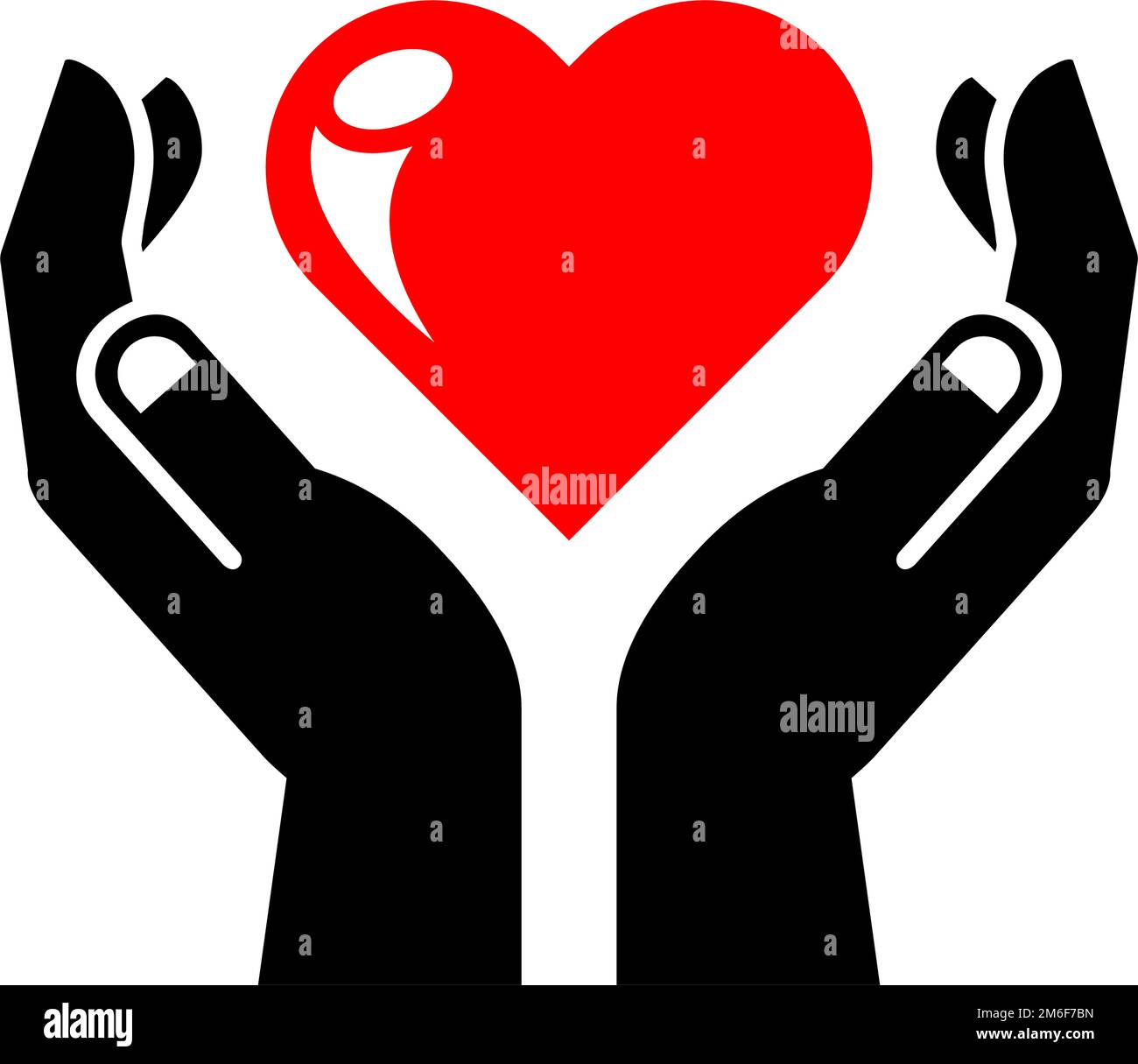 Corazón rojo en las palmas humanas. Elemento del vector para la plantilla sobre el tema del amor, la familia, la salud, la medicina Ilustración del Vector