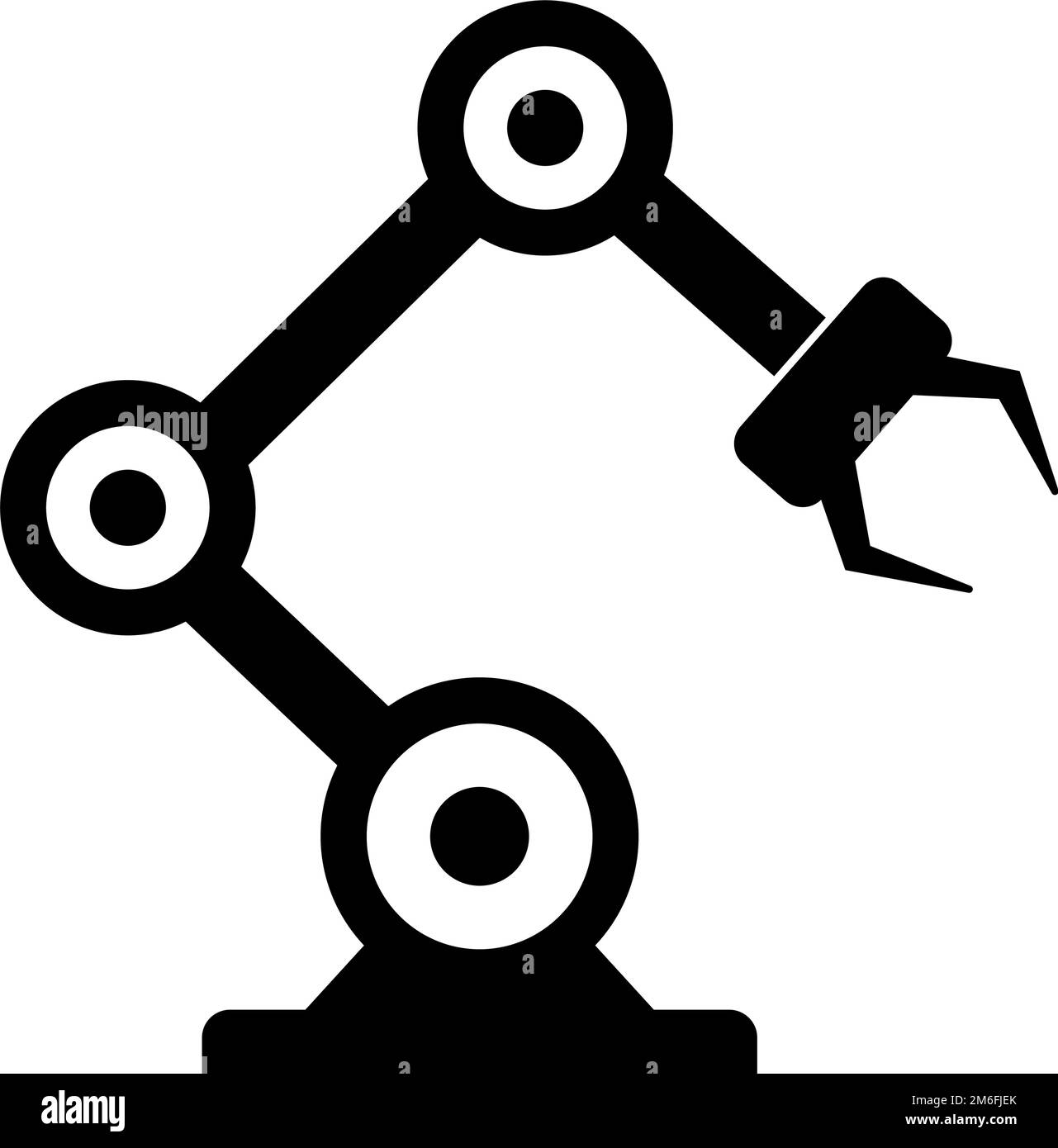 Icono de silueta del brazo del robot. Maquinaria industrial. Automatización de la fabricación. Vector editable. Ilustración del Vector