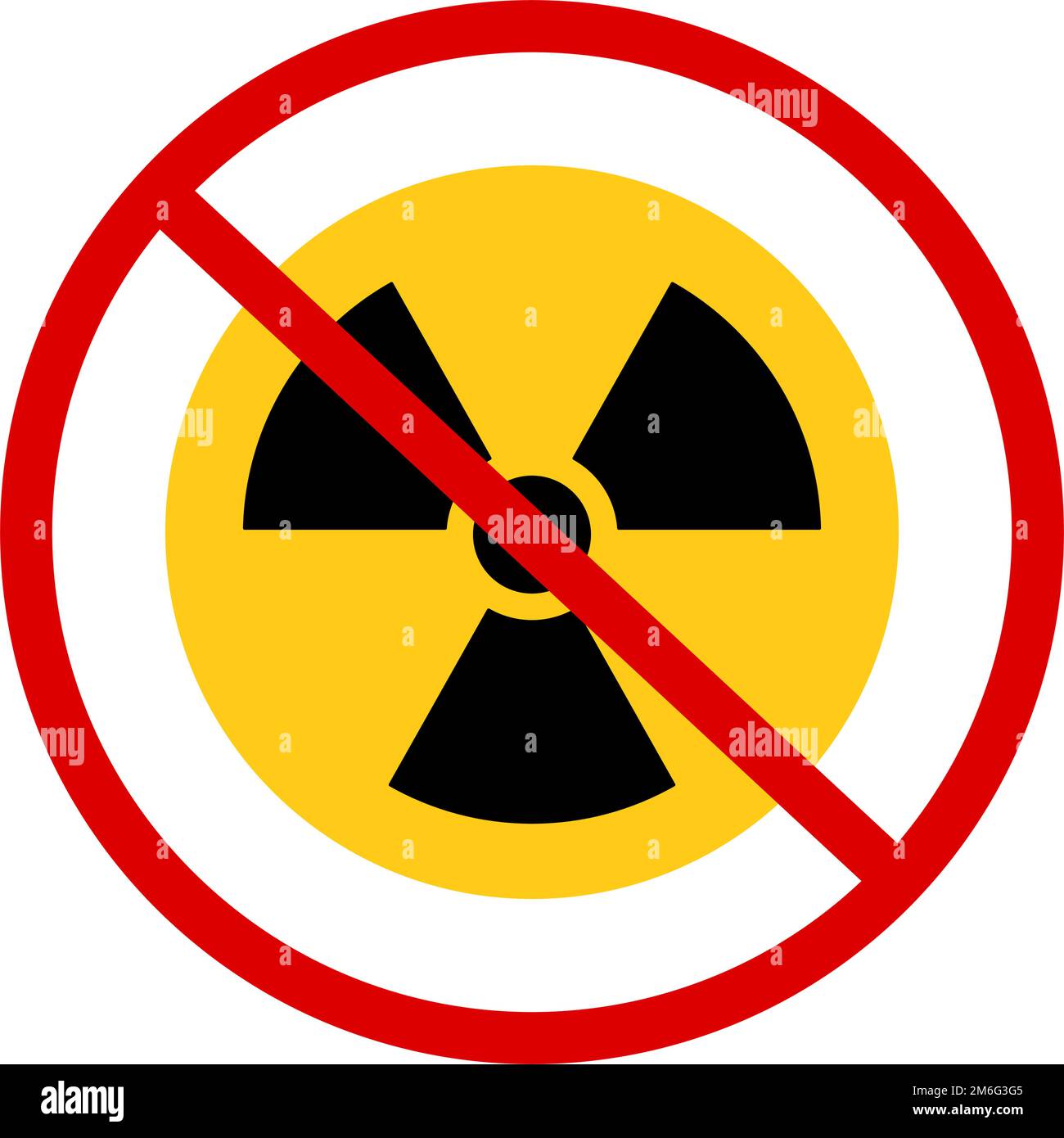 Señal de prohibición de armas nucleares. Vector editable. Ilustración del Vector