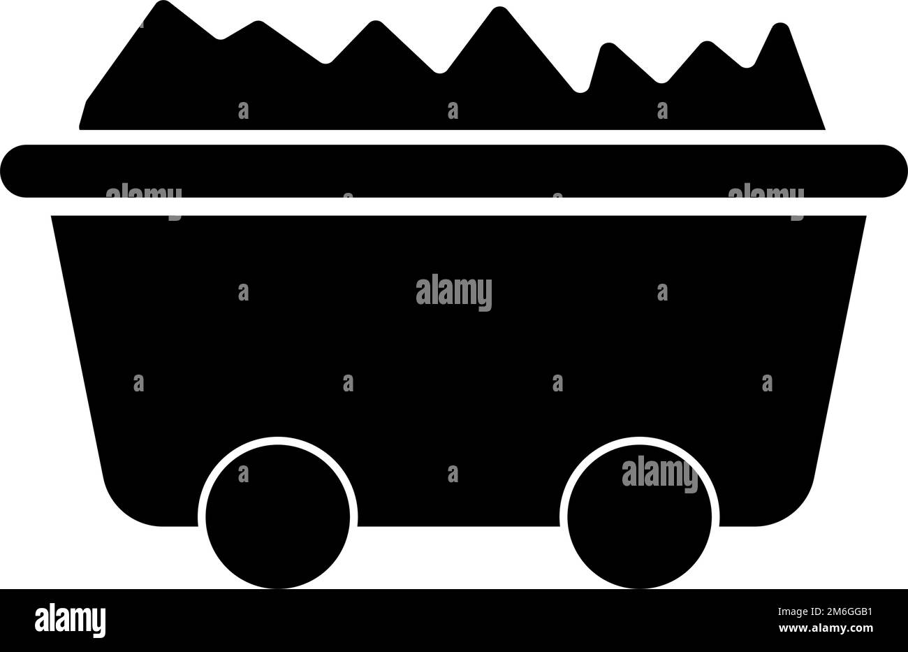 Icono de silueta de carbón y carrito. Mina de carbón. Minería. Vector editable. Ilustración del Vector