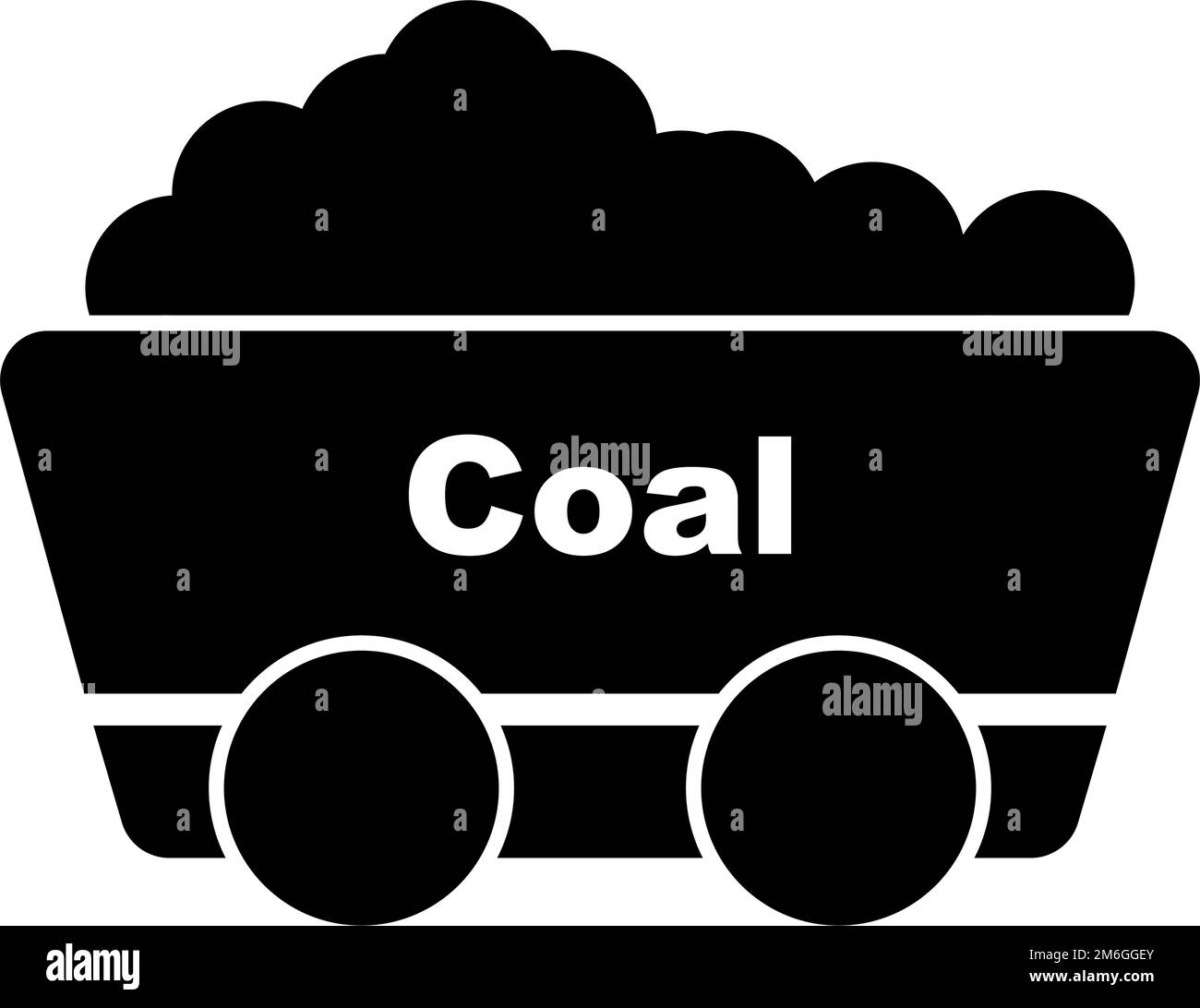 Icono de silueta del carro de la mina de carbón. Minería de carbón. Vector editable. Ilustración del Vector