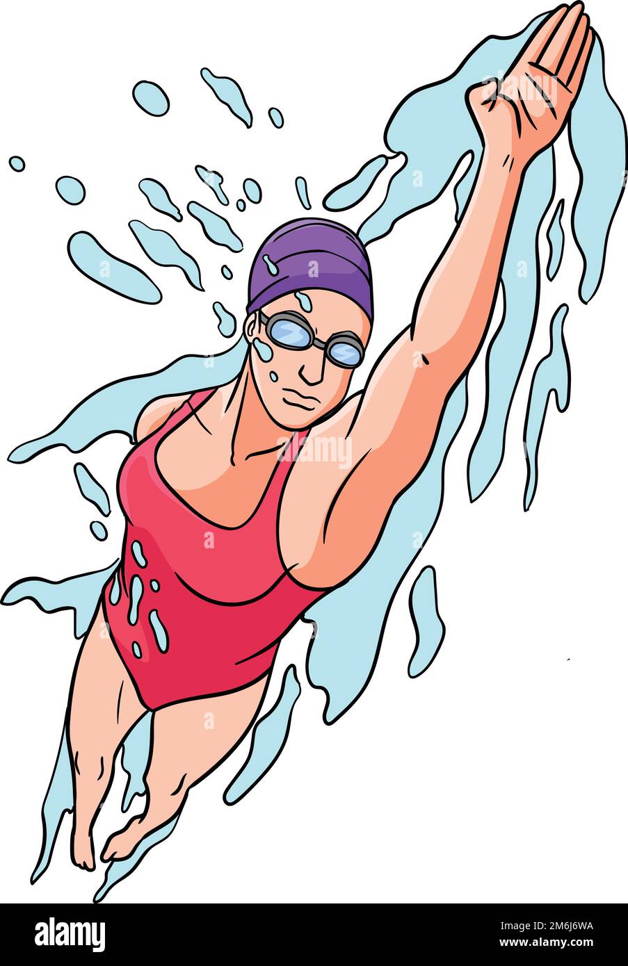 Natación Deportes de dibujos animados de colores Clipart Imagen Vector de  stock - Alamy