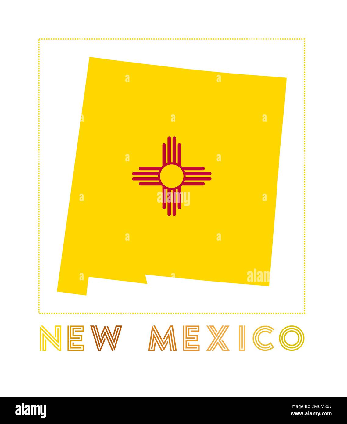 Logotipo de Nuevo México. Mapa de Nuevo México con el nombre del estado