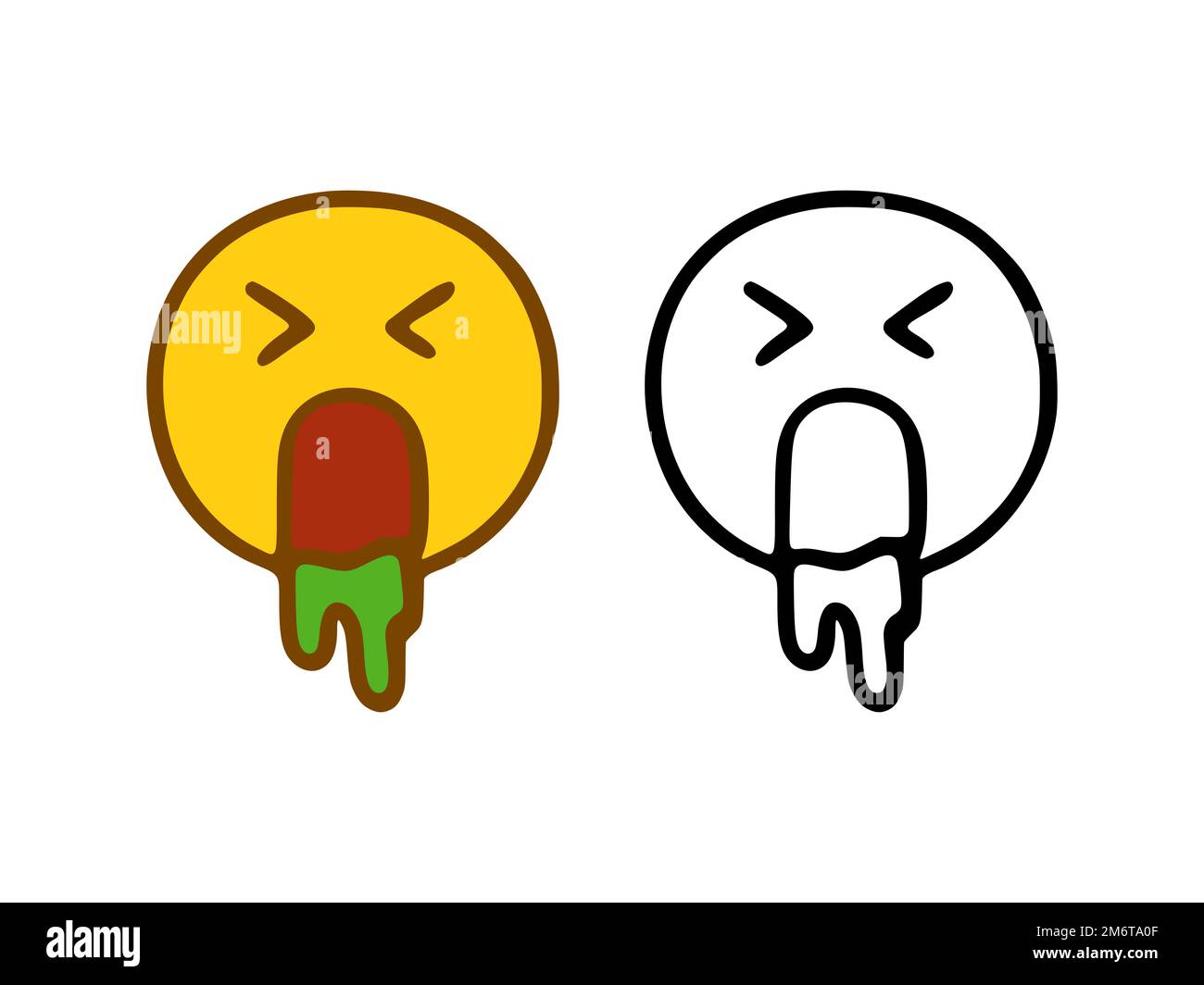 Emoticono de puke en forma de garabatos aislados sobre fondo blanco Fotografía de stock Alamy