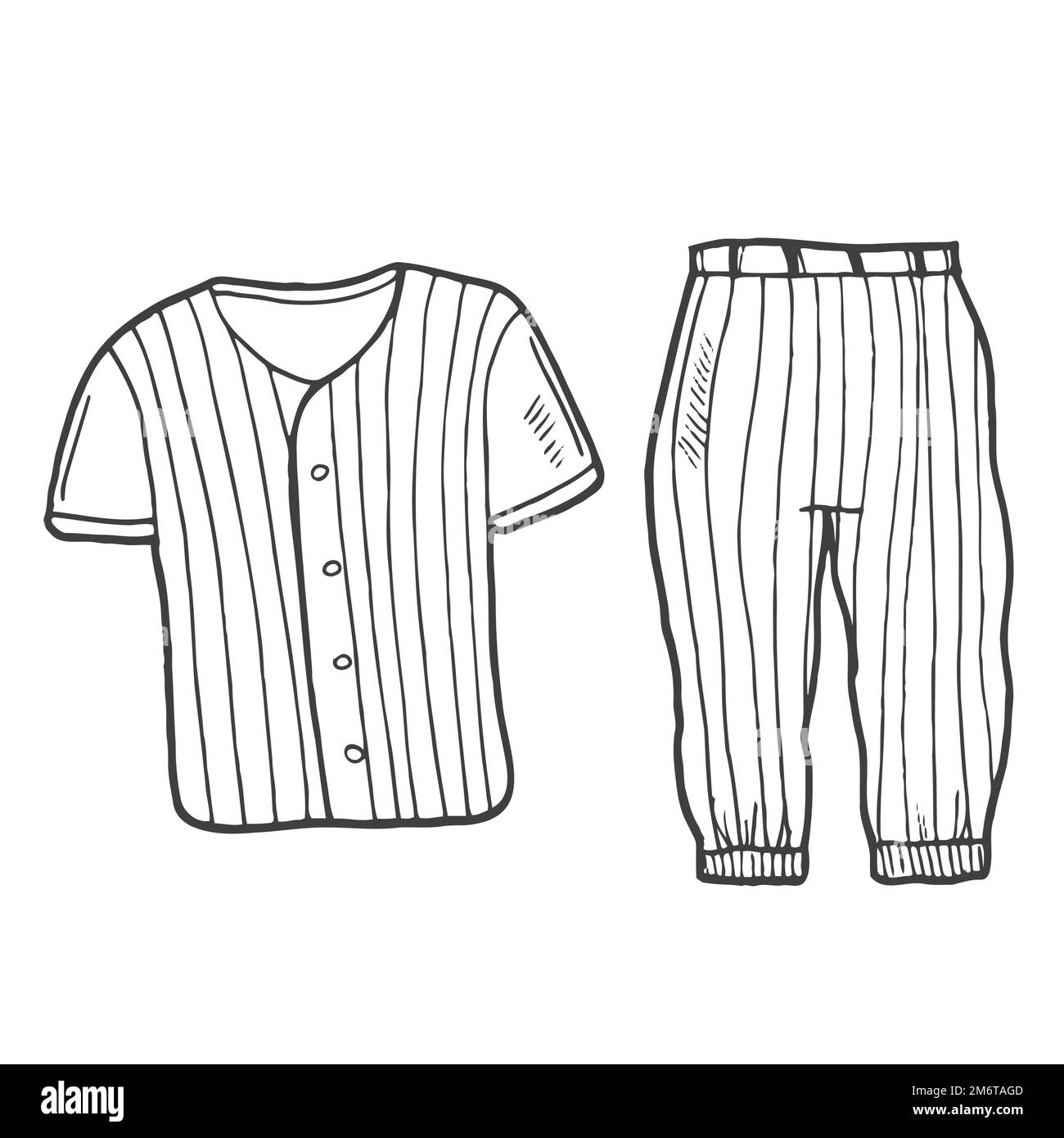 Uniforme de béisbol de fideos. Sportwear. Camiseta y pantalones. Ilustración del Vector