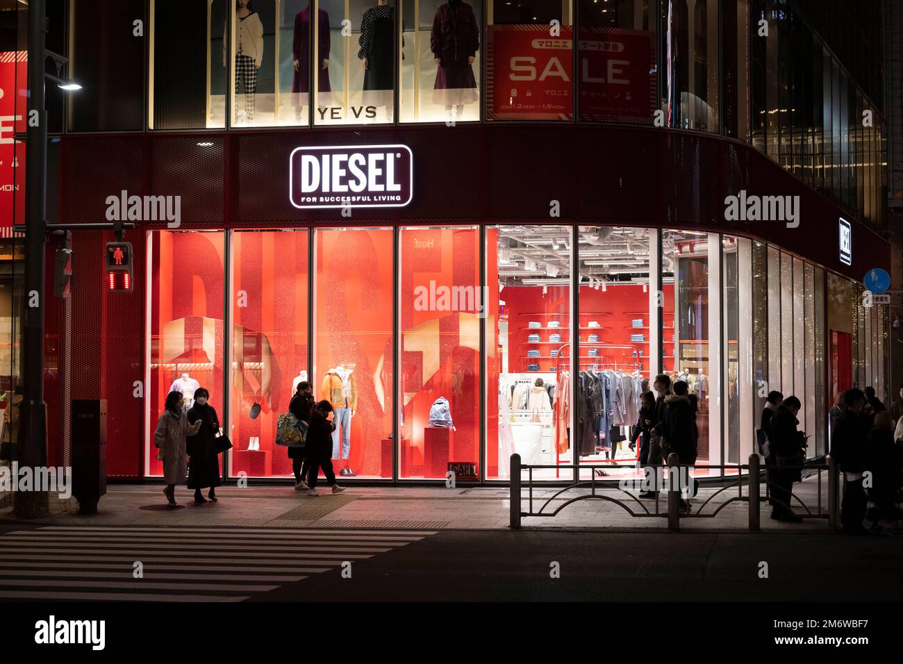 Tokio, Japón. 3rd de enero de 2023. Una ubicación comercial de insignia de Diesel en La casa moda italiana propiedad de Diesel S.p.A., es una empresa de ropa