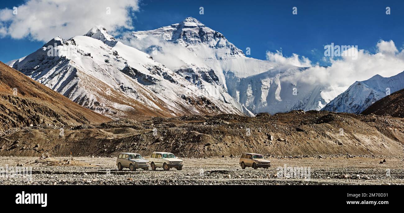 Campamento base del Monte Everest, cara norte, lado tibetano Foto de stock