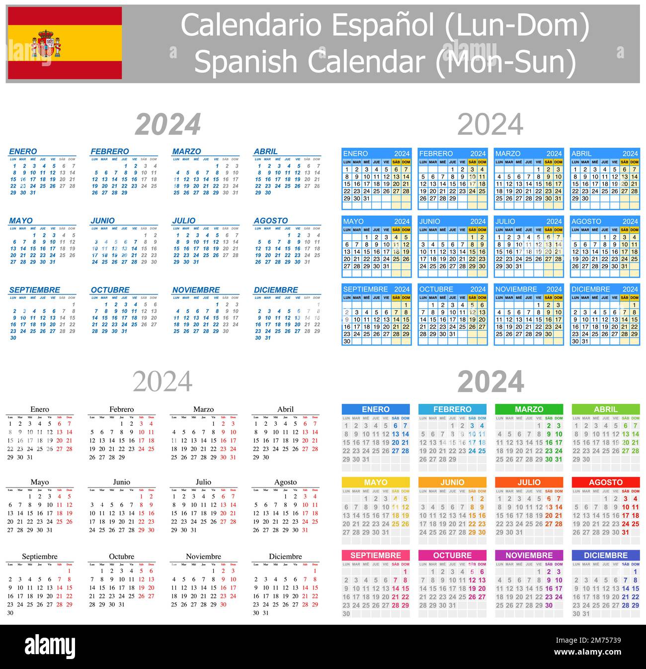 Calendario 2024 español Imágenes vectoriales de stock Alamy