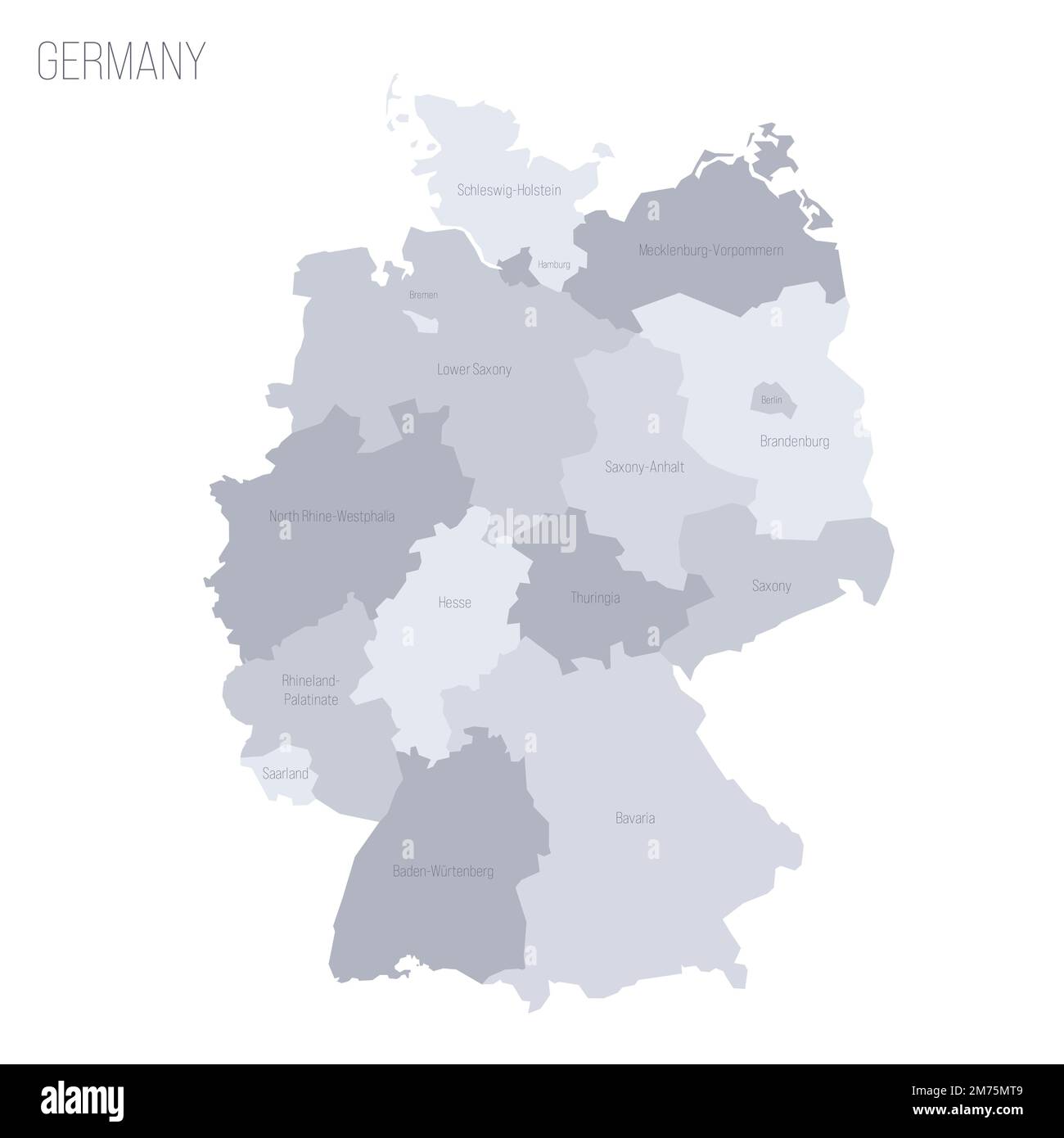 Alemania Mapa Político De Las Divisiones Administrativas Estados Federales Mapa Vectorial 7792
