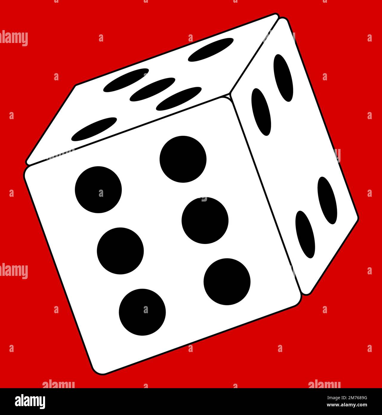 Un dado, dados blancos, seis y cuatro y cinco caras, indicación de suerte,  logotipo de dados, ilustración de dados, fondo rojo Fotografía de stock -  Alamy