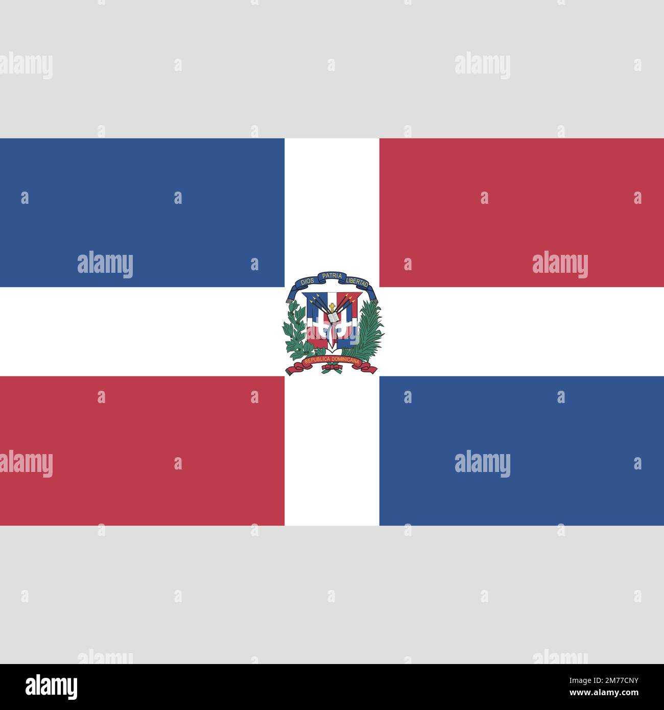 Vector bandera de República Dominicana. Dimensiones precisas y colores oficiales. Símbolo de patriotismo y libertad. Ilustración del Vector