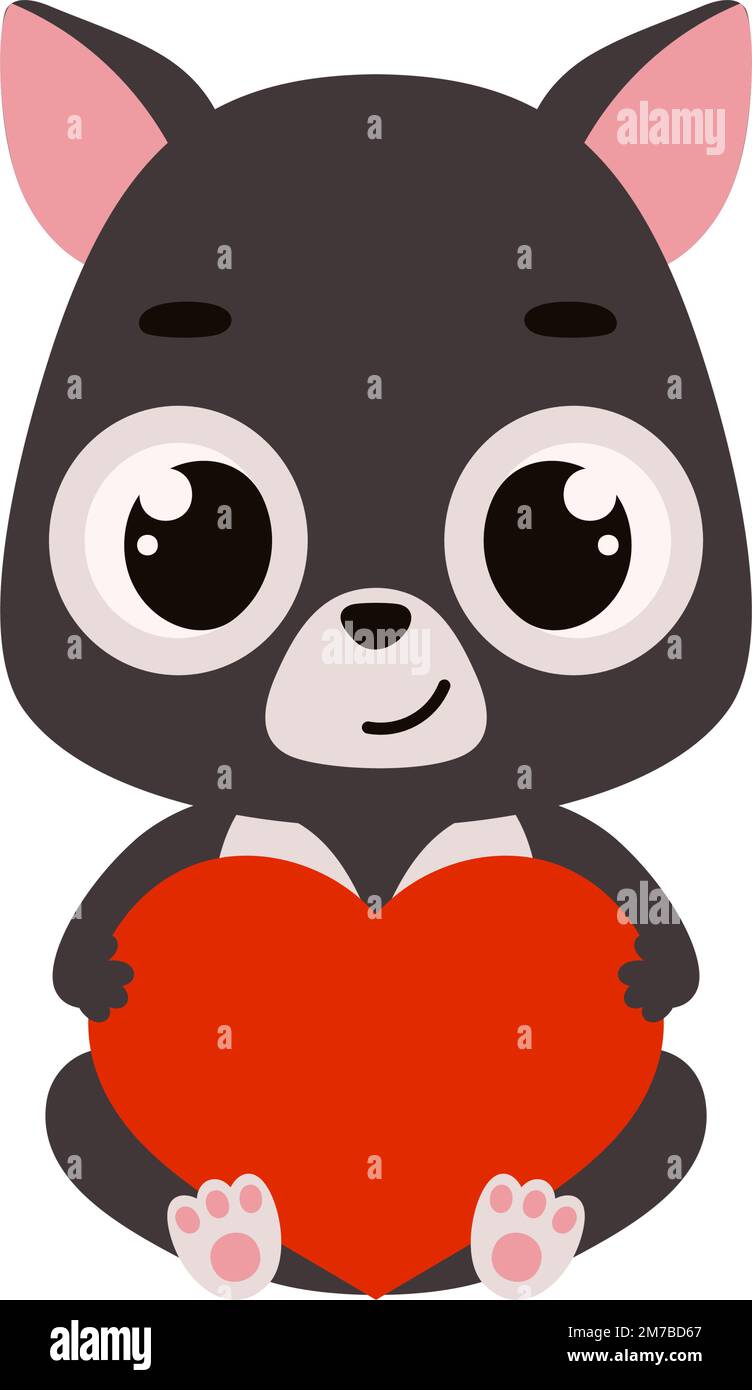 Lindo pequeño sentado demonio de Tasmania tiene el corazón. Personaje