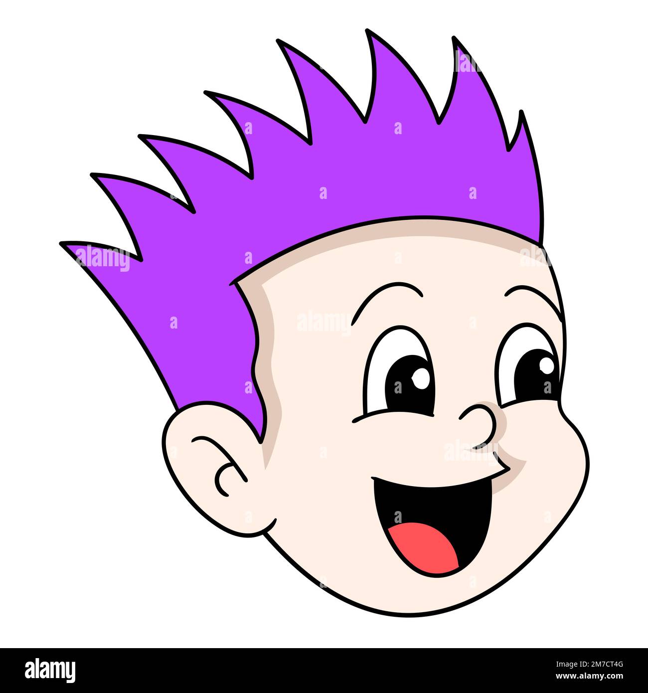 Emoticono de cabeza de niño de pelo puntiagudo con diadema