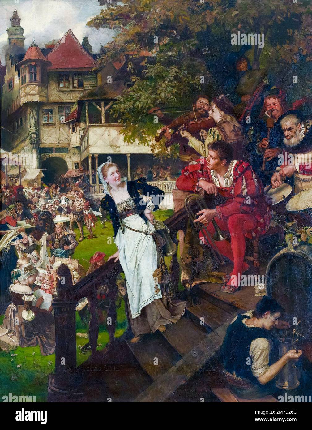 Paula Monjé, alemán, Festival Folclórico, en el siglo 16th, pintura al óleo sobre lienzo, 1883 Foto de stock