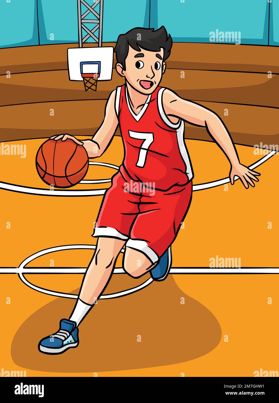 Deportes De Baloncesto Colorido Ilustración De Dibujos Animados Imagen Vector De Stock Alamy 9595