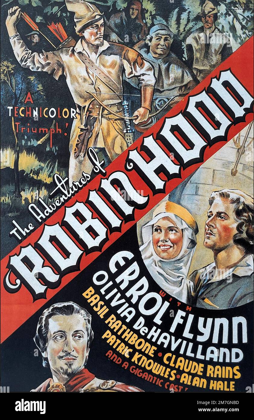 LAS AVENTURAS DE ROBIN HOOD 1938 Warner Bros. Película con Errol Flynn Foto de stock