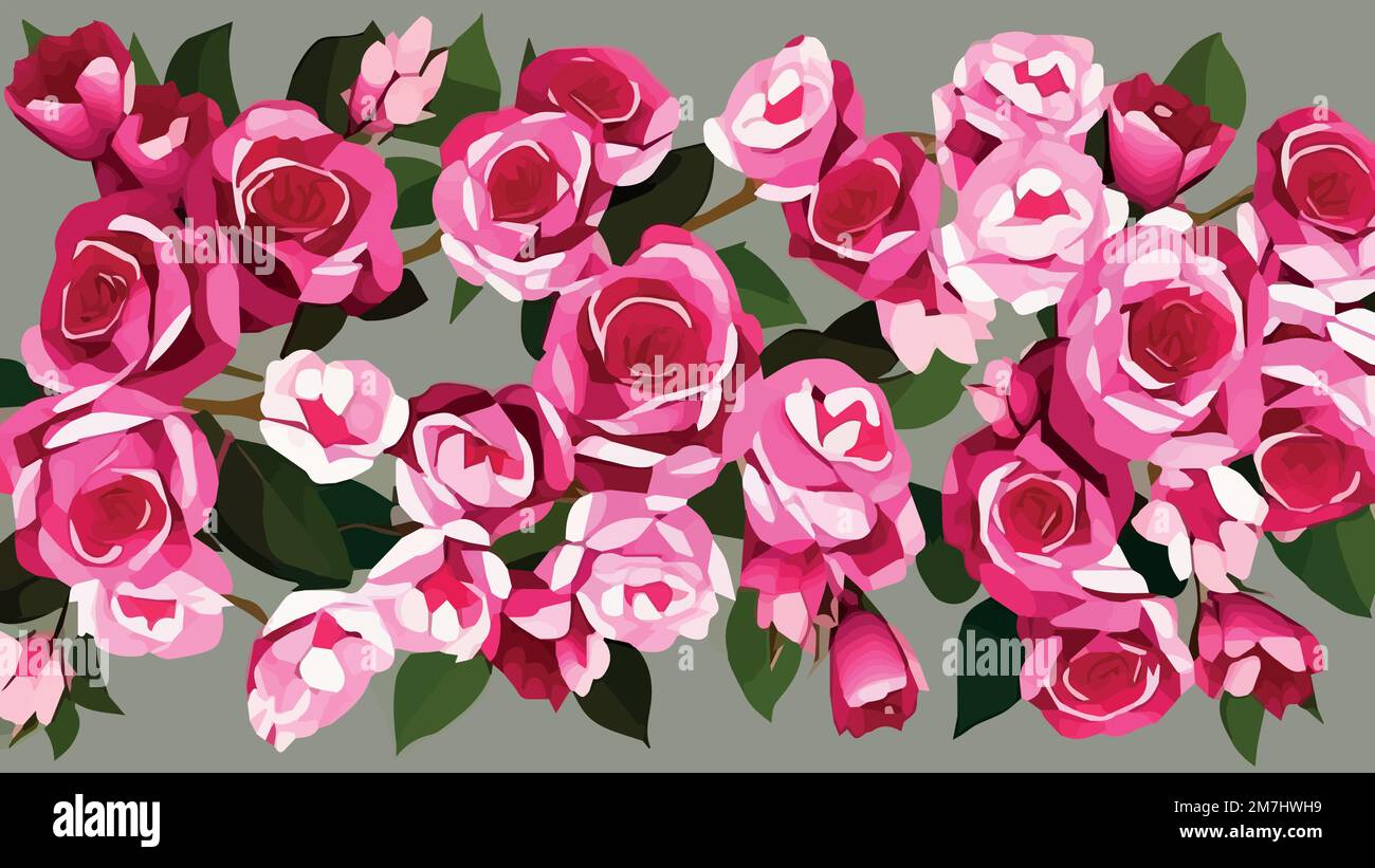Floral mix guirnaldas diseño vectorial. Hortensia rosa, rosa, protea,  burdeos blancos. Elegantes banners florales horizontales. Conjunto de  vector de ramo horizontal de mezcla elegante, rosa salvaje, camelia,  orquídea, peonía Imagen Vector de