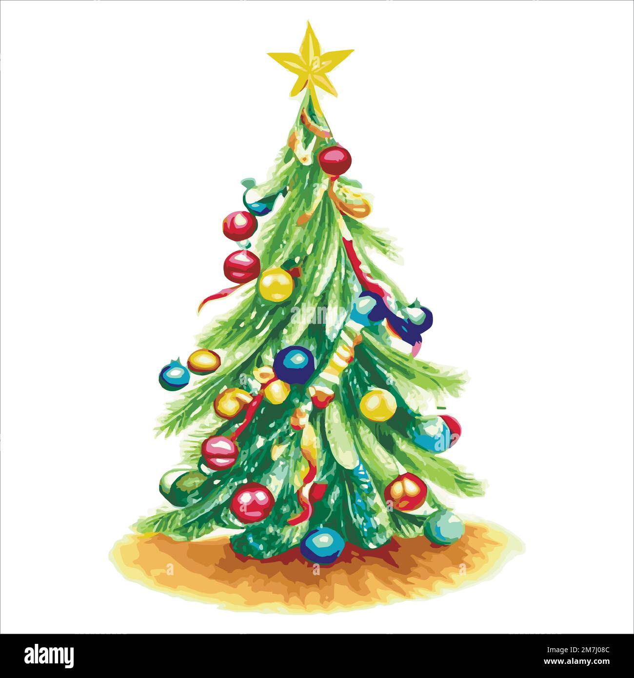 Árbol de Navidad de cuento de hadas con una variedad de decoraciones sobre un fondo blanco. ilustración aislada sobre fondo blanco. Árbol de Navidad vintage con decoraciones de Navidad Imagen Vector de Árbol de Navidad de cuento de hadas con una variedad de decoraciones sobre un fondo blanco. ilustración aislada sobre fondo blanco. Árbol de Navidad vintage con decoraciones de Navidad Imagen Vector de