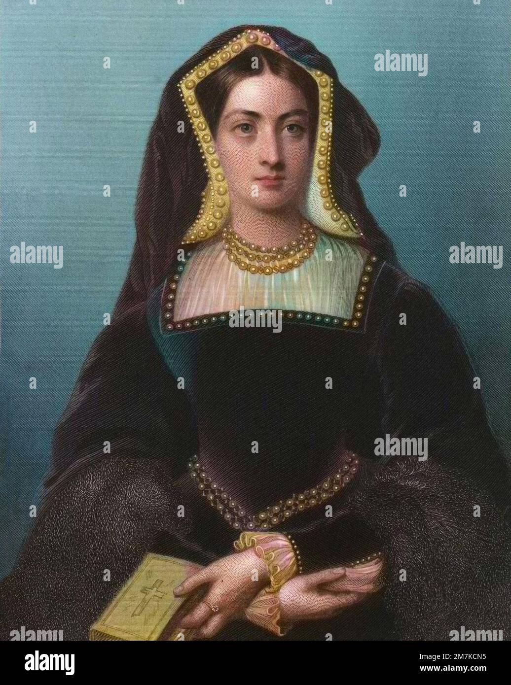 Catalina de Aragón - Catalina de Aragón, reina del rey Enrique VIII de Inglaterra - Retrato de Catalina de Aragón, estreno femme d'Henri VIII (1485-1536). Foto de stock