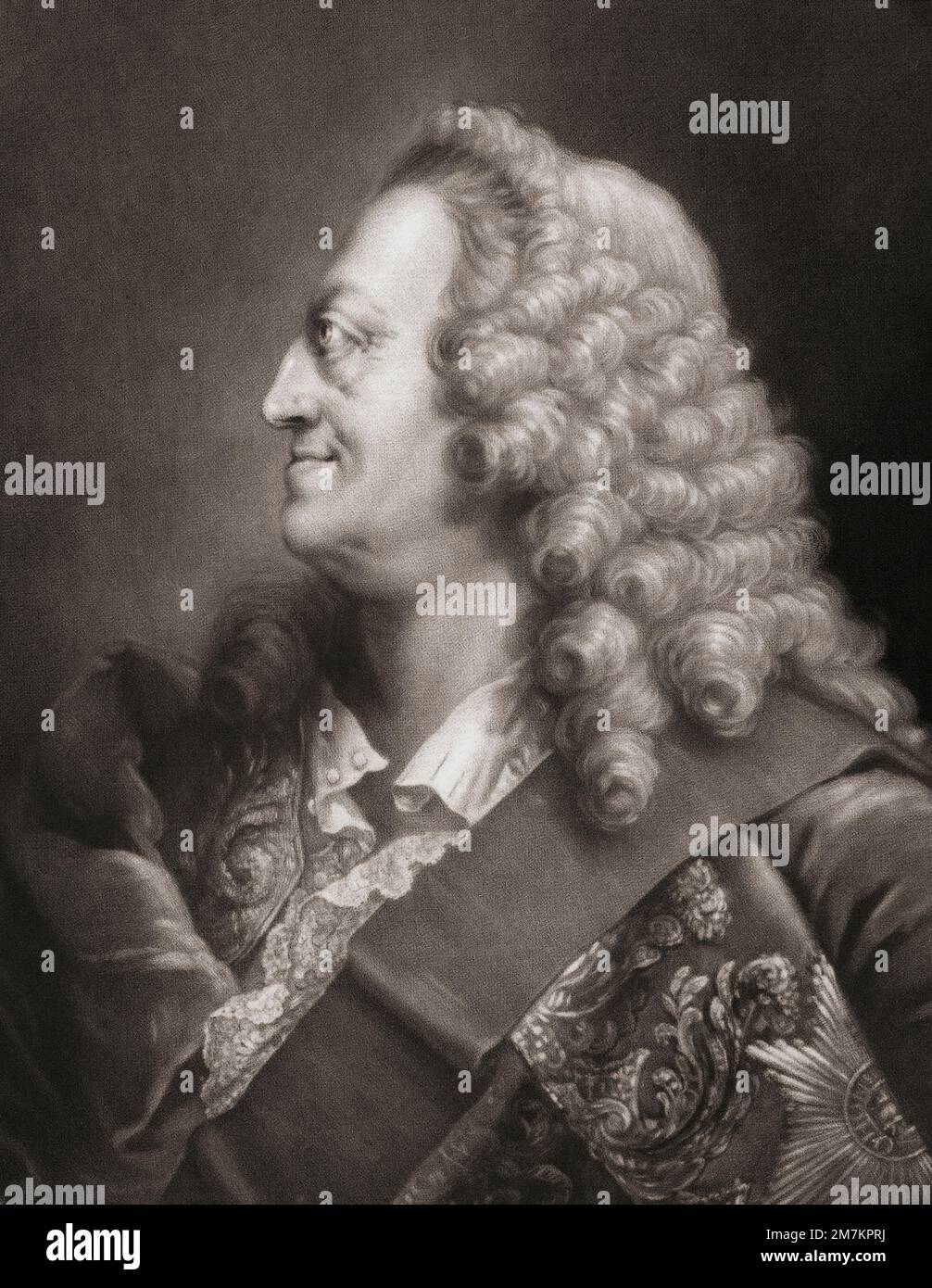 Rey Jorge II de Inglaterra 1683 a 1760. Después de la impresión de Richard Houston, de la pintura de Thomas Worlidge. Foto de stock