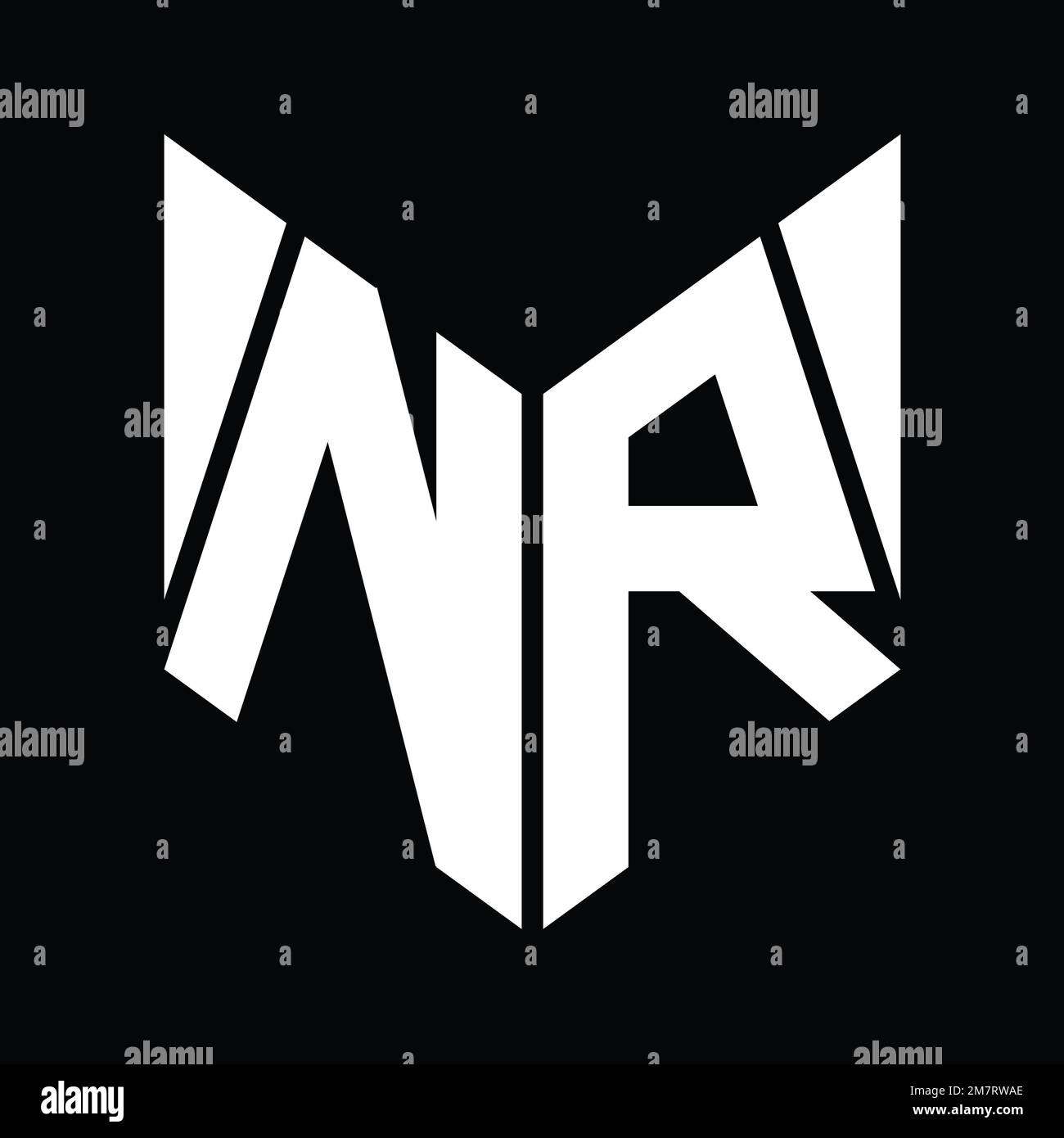 NR Logo monograma con plantilla de diseño de forma de rebanada hexagonal Foto de stock