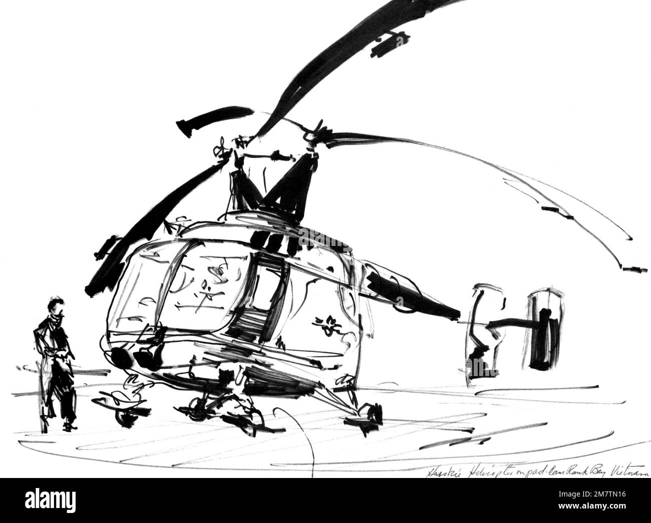 Obra de arte: 'Huskie Helicopter, Cam Rah Bay' Artista: H. Kurt Stoessel.  País: Desconocido Fotografía de stock - Alamy