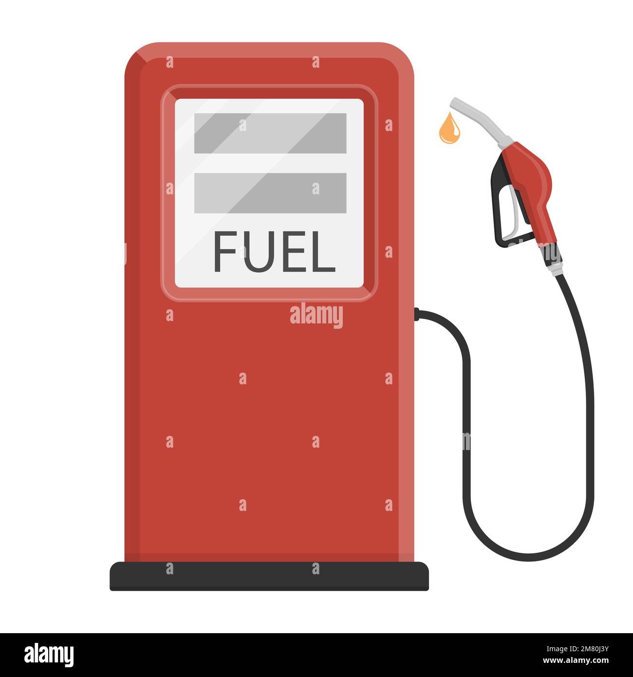 Bomba de gasolinera rojo brillante con boquilla de combustible de la bomba  de gasolina. ilustración de vector realista aislado en blanco.