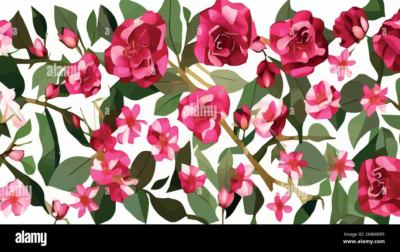 Floral mix guirnaldas diseño vectorial. Hortensia rosa, rosa, protea,  burdeos blancos. Elegantes banners florales horizontales. Conjunto de  vector de ramo horizontal de mezcla elegante, rosa salvaje, camelia,  orquídea, peonía Imagen Vector de