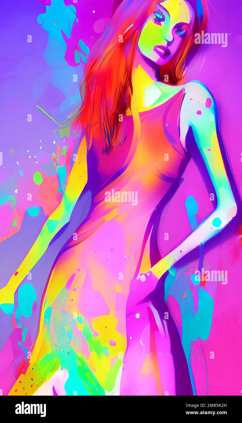 Pintura chica del arte, arte del retrato de la muchacha, muchacha  abstracta, imagen artística colorida Fotografía de stock - Alamy