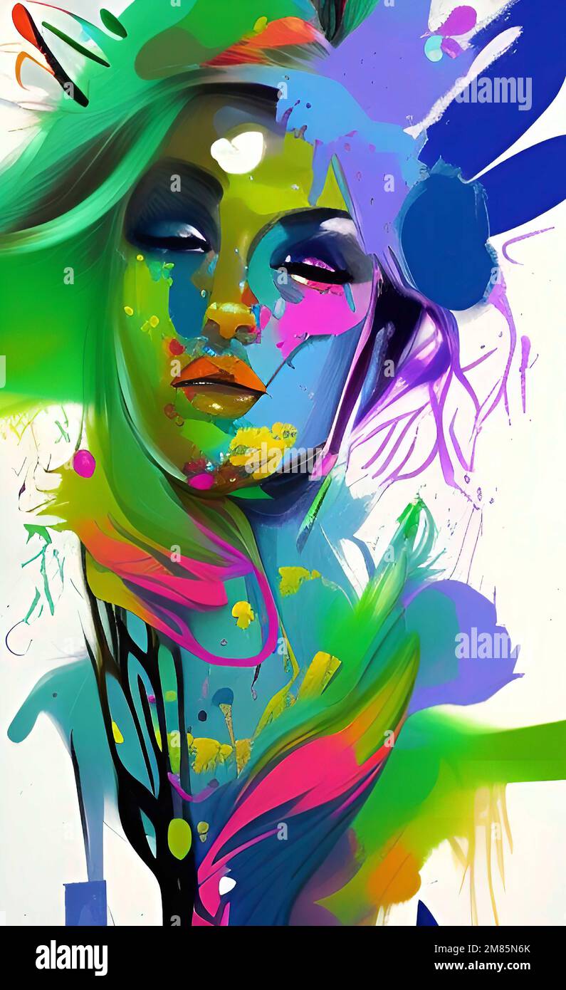 Pintura chica del arte, arte del retrato de la muchacha, muchacha  abstracta, imagen artística colorida Fotografía de stock - Alamy