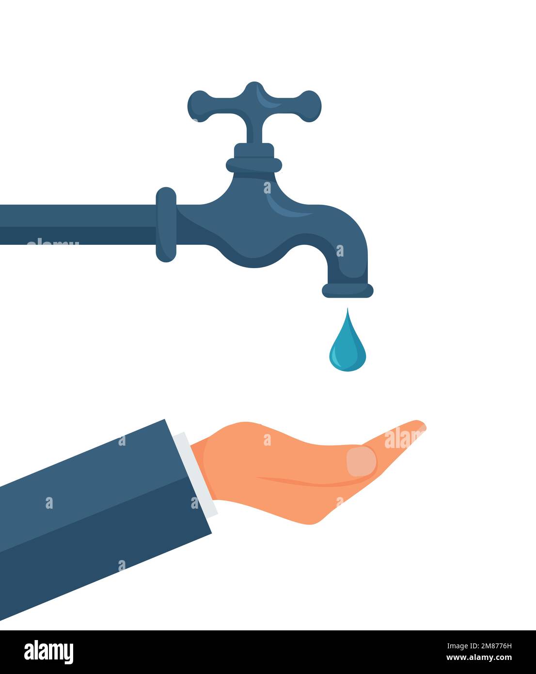 La mano abre o cierra un grifo de agua, ahorra agua, concepto de eco y día  mundial del agua. eps 10 Imagen Vector de stock - Alamy