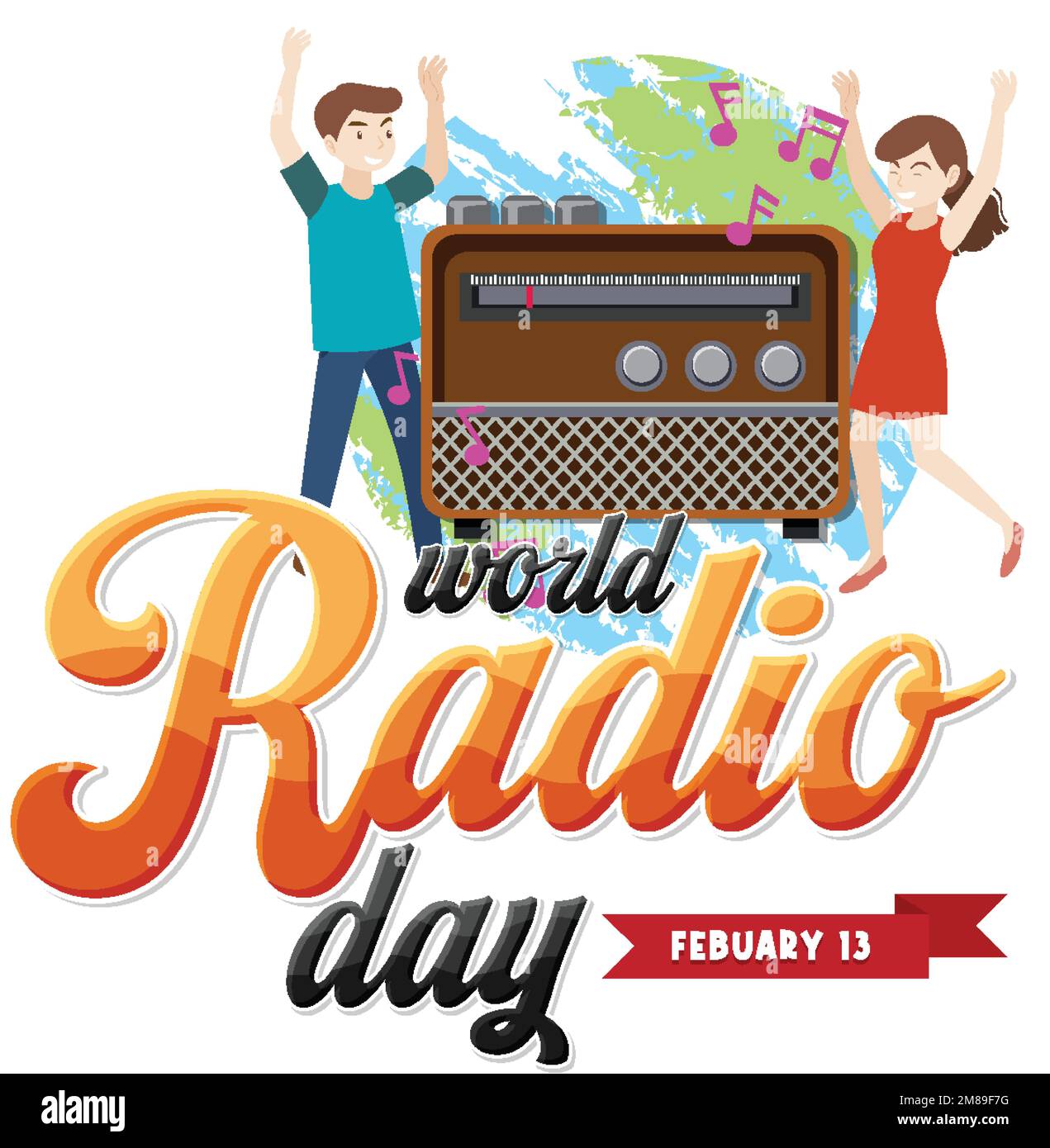 Día Mundial de la Radio Banner ilustración Imagen Vector de stock - Alamy