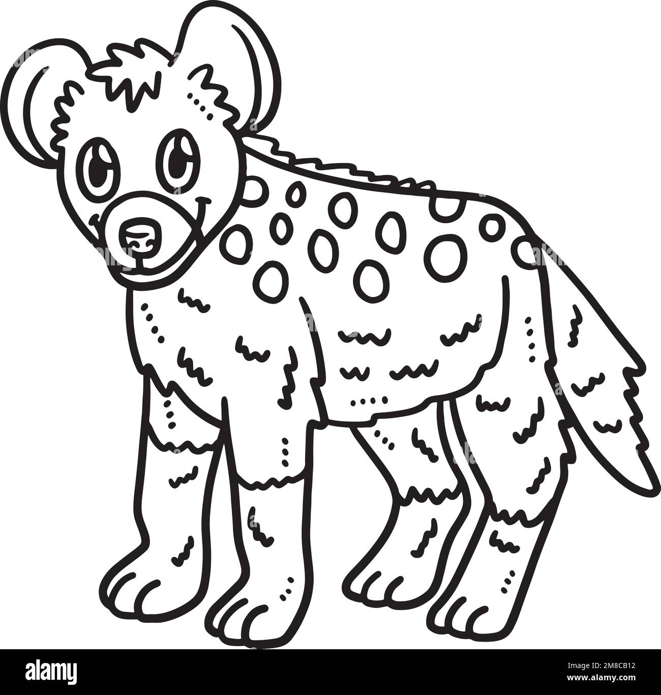 Bebé Hyena aislado para colorear página para niños Imagen Vector de