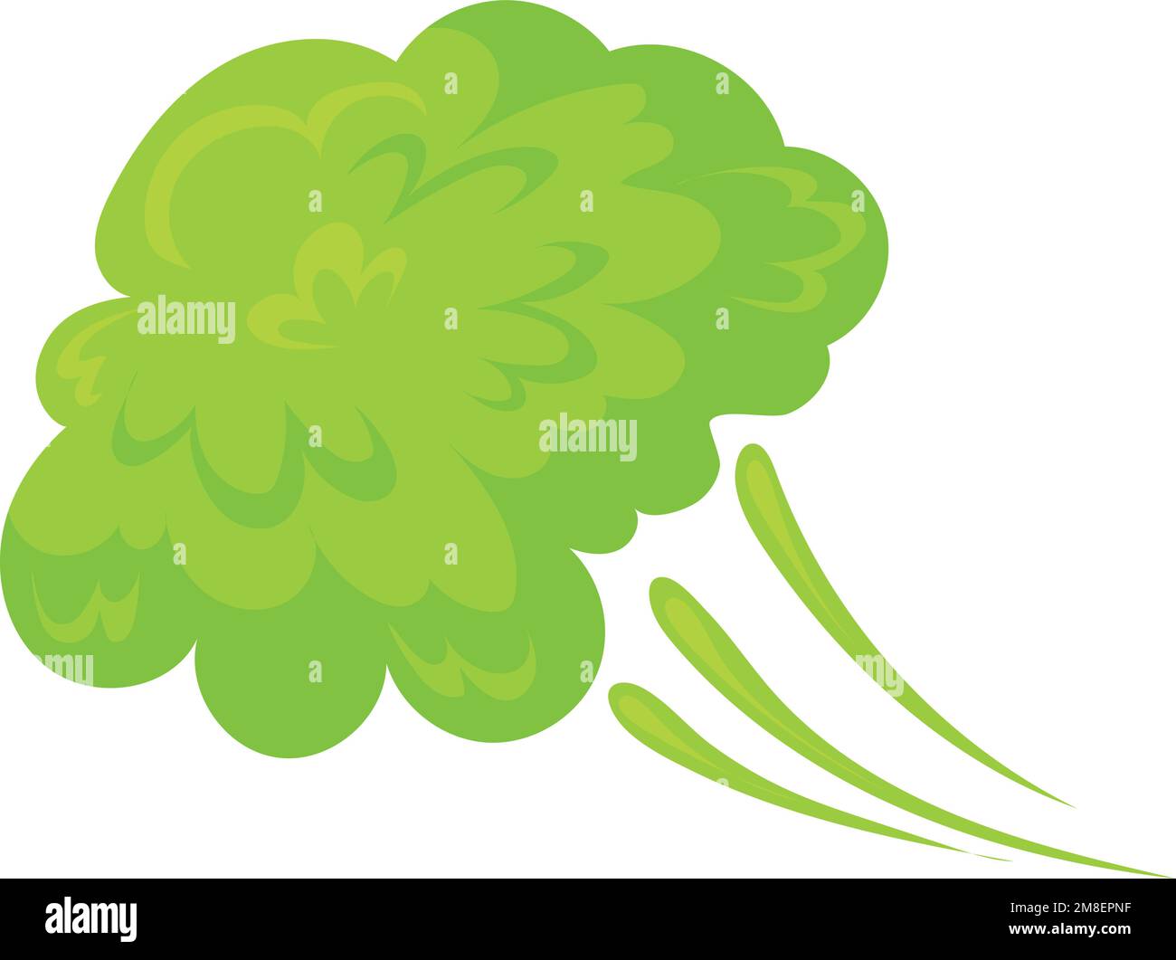Nube de pedos apestosa. Dibujos animados olor verde tóxico aislado sobre fondo blanco Ilustración del Vector