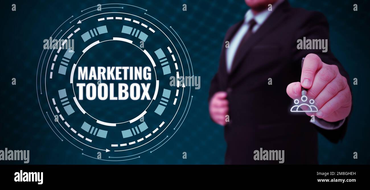 Leyenda de texto que presenta Marketing Toolbox. Escaparate de negocios