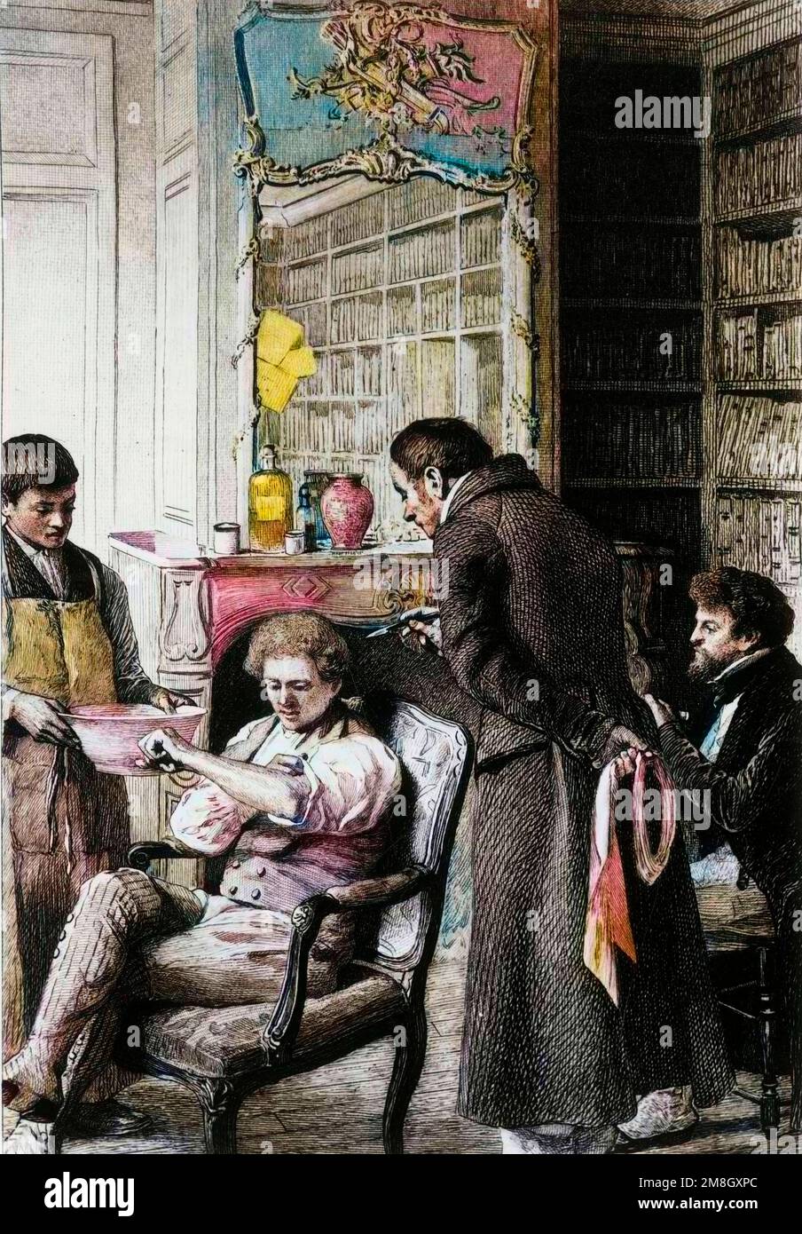 'Un médecin en consultation - Illustration de Carlo Chessa 1855-1925) para 'Madame Bovary' de Gustave Flaubert, Paris, 1905' Foto de stock