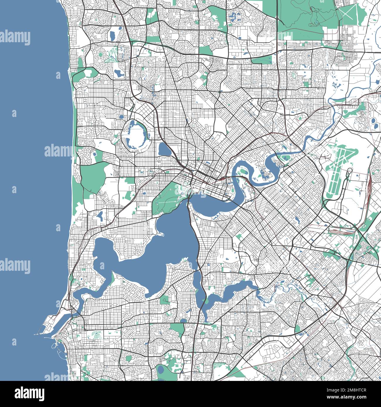 Mapa de Perth. Mapa detallado del área administrativa de la ciudad de Perth. Panorama urbano