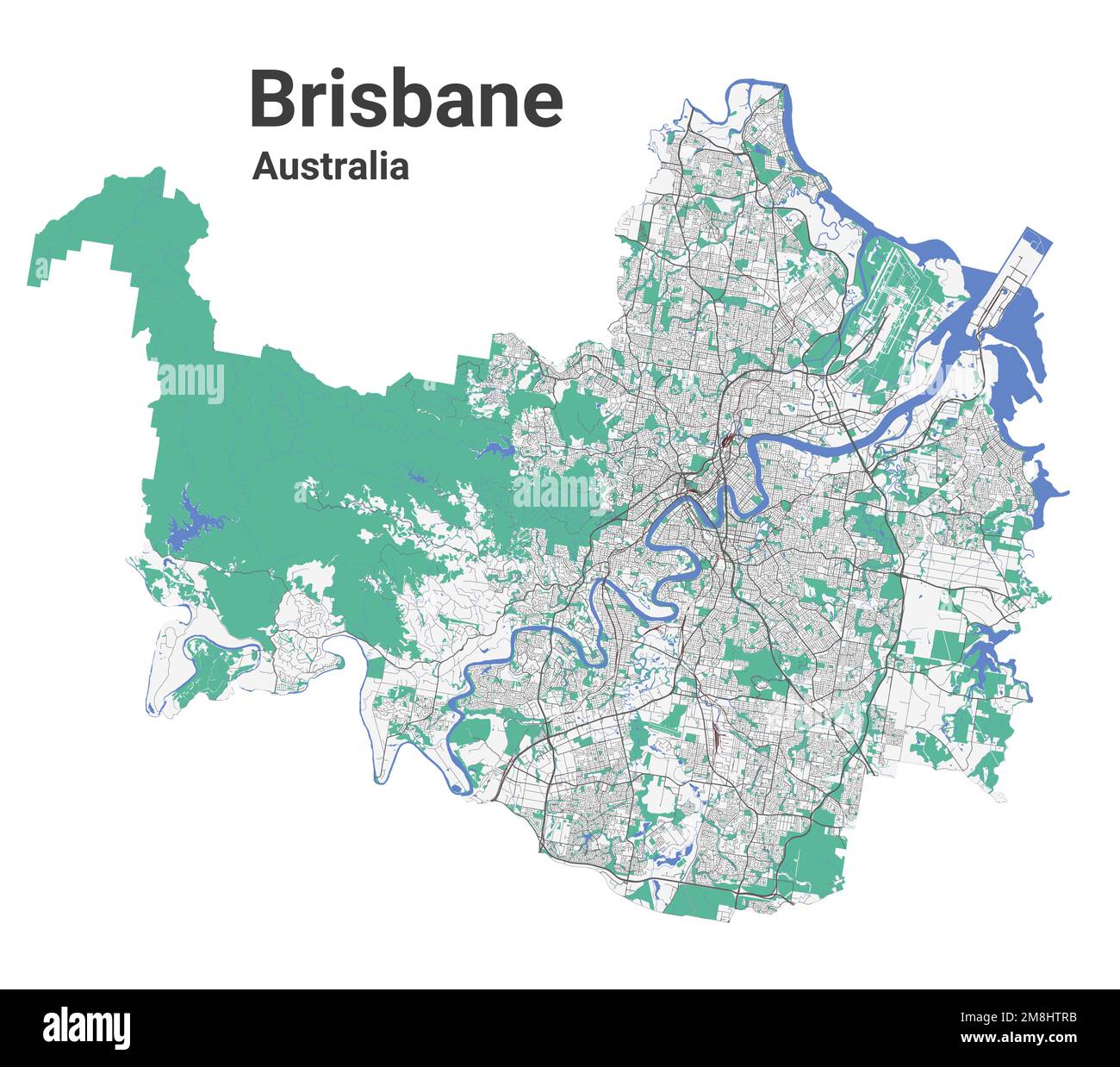 Mapa de Brisbane. Mapa detallado del área administrativa de la ciudad