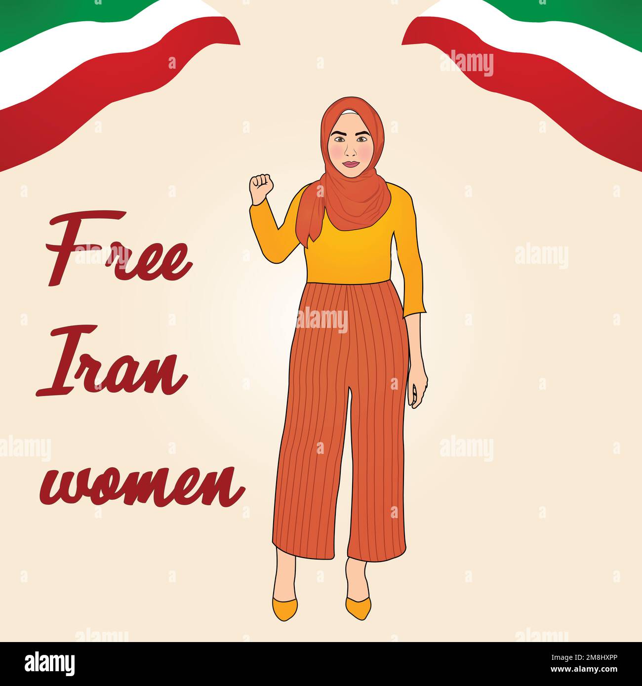 Mujer iraní protestando por la libertad Ilustración del Vector