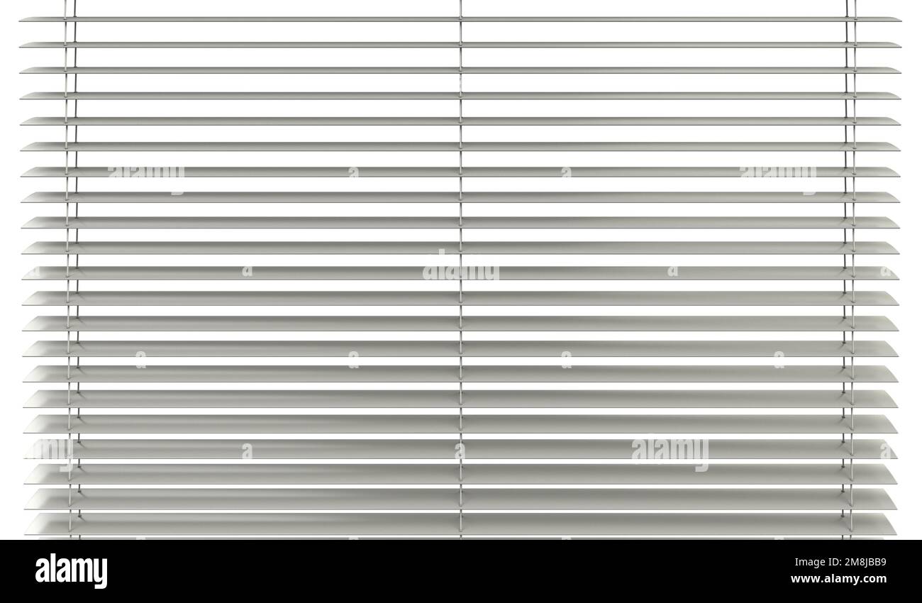 Persianas de ventana blancas 3D renderizado Ilustración. Objeto de unidad familiar. Fondo transparente. Foto de stock
