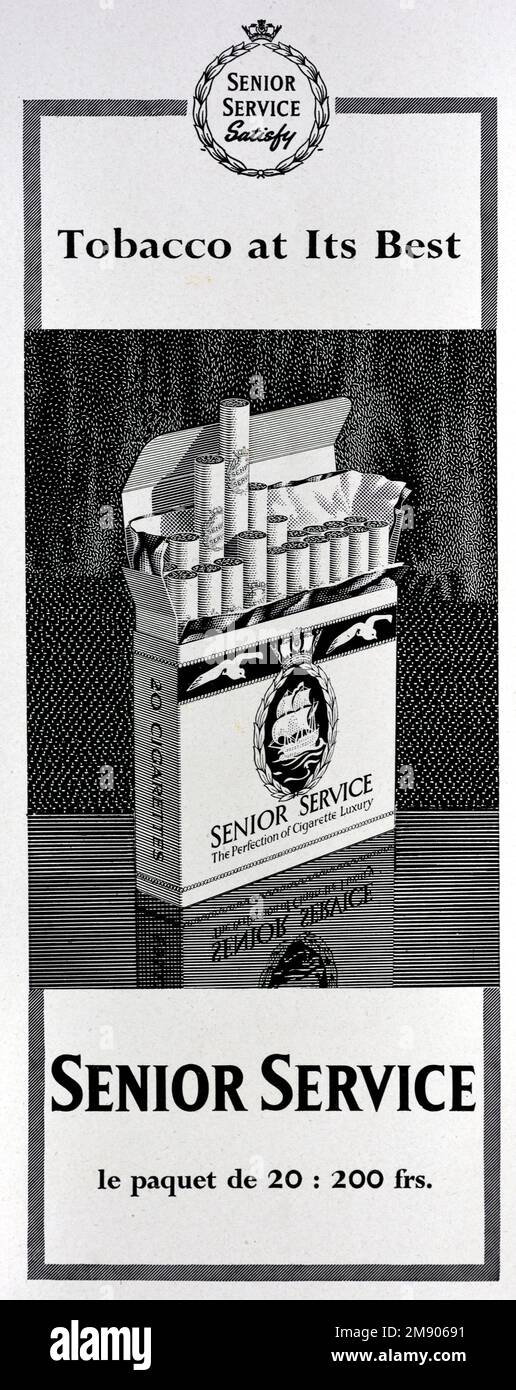 Vintage o antiguo anuncio, publicidad, publicidad o ilustración para el servicio de ancianos Cigarrillos Anuncio 1957 Foto de stock