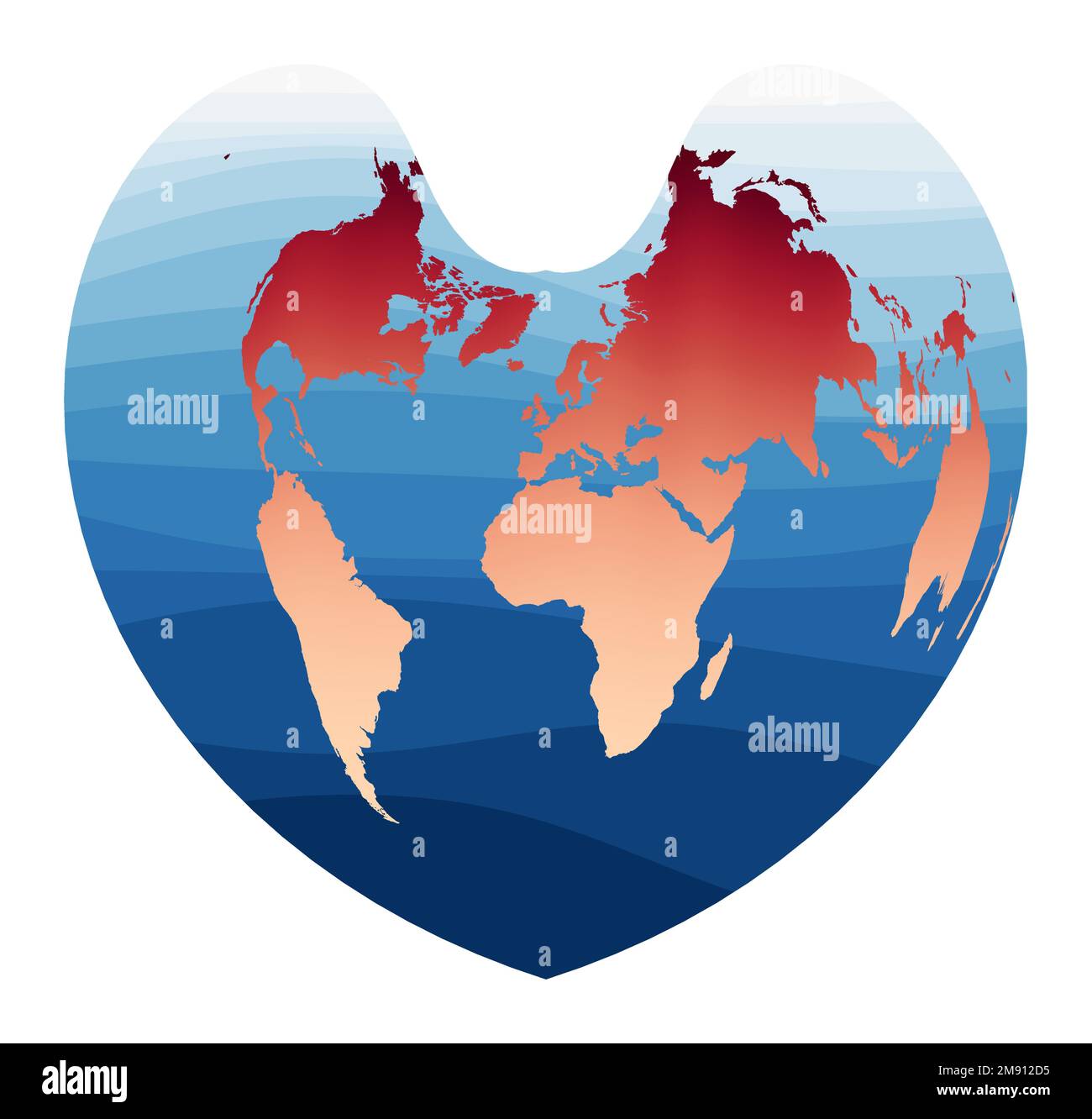 Mapa Del Mundo Vector Bonne Proyección Pseudocónica De Igual área Mundo En Gradiente Naranja 0940