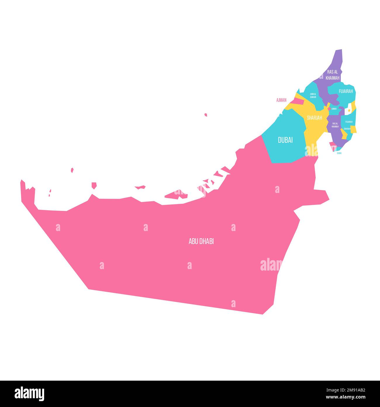 Emiratos Árabes Unidos Mapa político de las divisiones administrativas