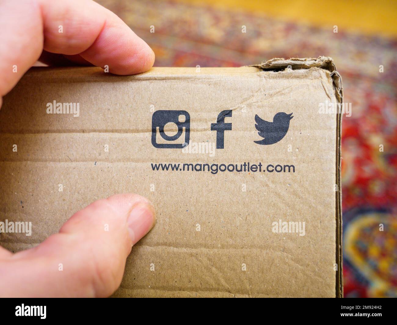 París, Francia - 2 de diciembre de 2022: Logotipo de Instagram Facebook y  Twitter en una entrega de paquetes de cartón reciclado - red social  anunciada en el paquete sin marca Fotografía de stock - Alamy