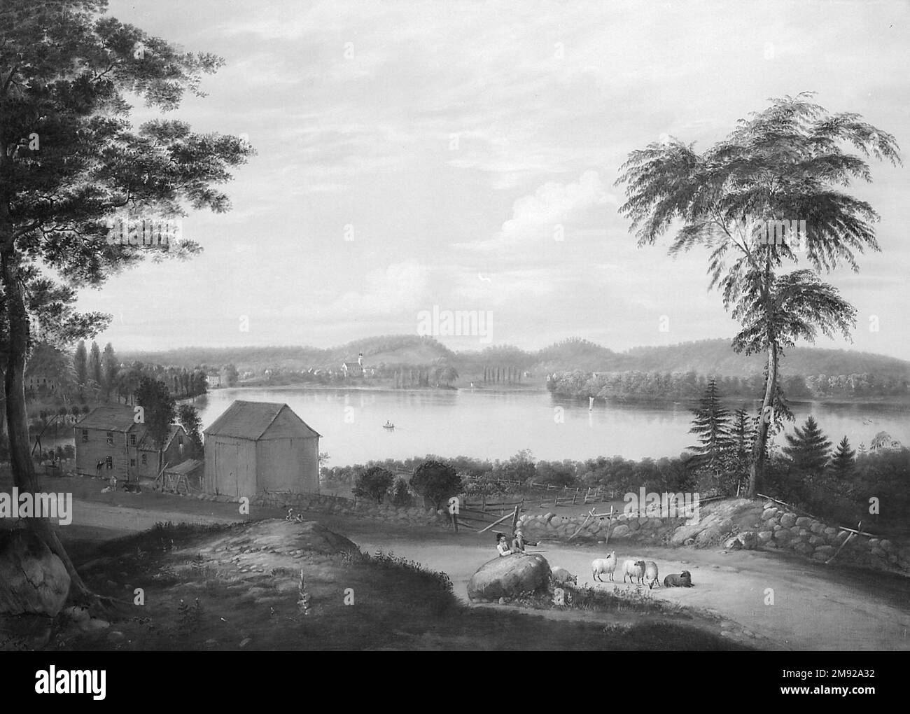 Vista de Springfield en el río Connecticut Alvan Fisher (americano, 1792-1863). Vista de Springfield en el río Connecticut, 1819. Óleo sobre lienzo, 41 x 53 x 3 pulg. (104,1 x 134,6 x Vista de Springfield en el río Connecticut Alvan Fisher (americano, 1792-1863). Vista de Springfield en el río Connecticut, 1819. Óleo sobre lienzo, 41 x 53 x 3 pulg. (104,1 x 134,6 x