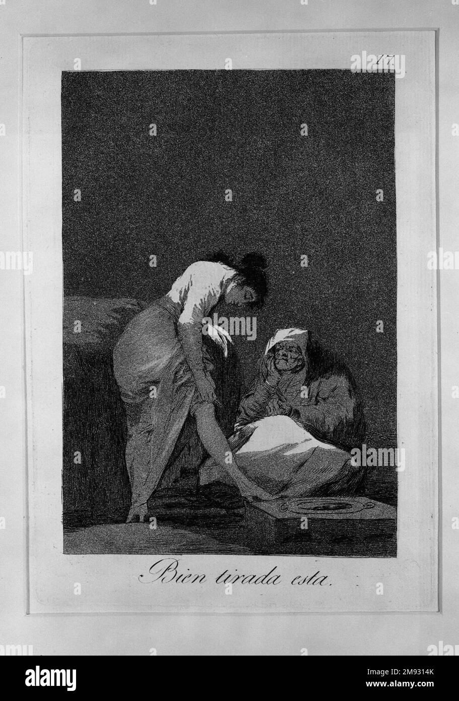 Está bien estirado (Bien tirada está) Francisco de Goya y Lucientes  (español, 1746-1828). Está bien estirado (Bien tirada está), 1797-1798.  Grabado, aguatinta y punta seca en papel tendido, Hoja: 11 13/16 x