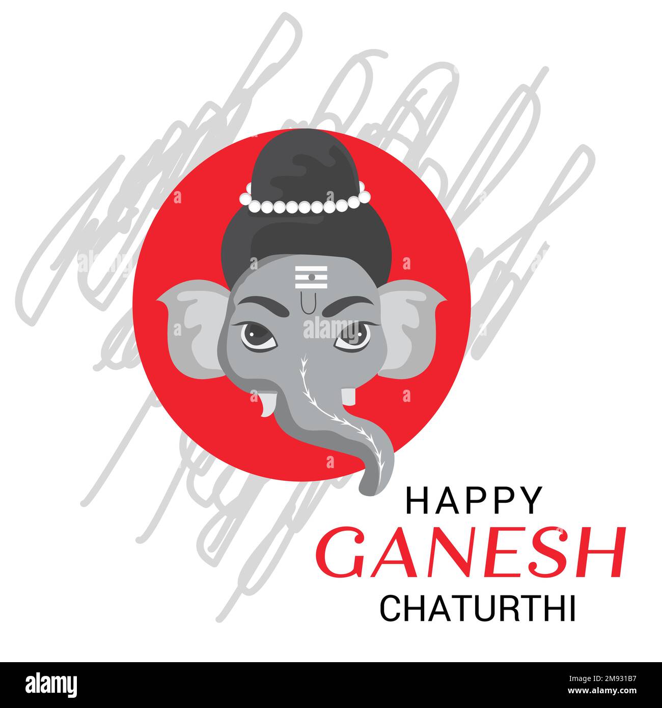 Una tarjeta de elefante pintada para el festival de Ganesh Chaturthi de la India aislado sobre un fondo blanco Ilustración del Vector