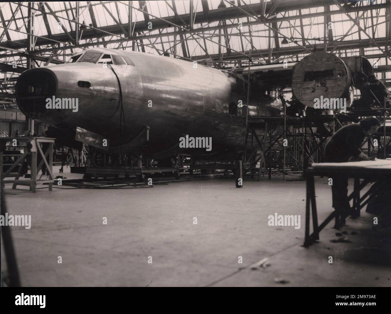 La pre-producción Airspeed AS57 Ambassador durante la fabricación en Christchurch. Foto de stock