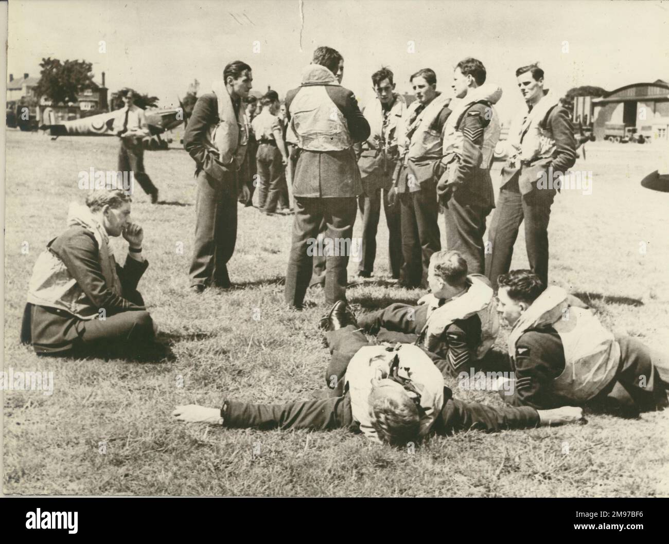 Pilotos de la RAF durante WW2. Foto de stock